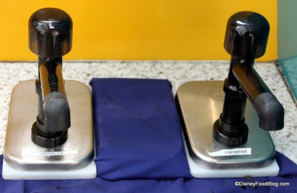 Caramel and Chocolate ice cream toppings Chef Mickey's