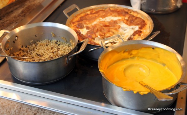 scallopped potatoes, rice, plastic cheese Chef Mickey's