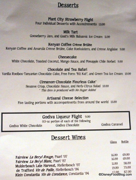 Dessert Menu Jiko