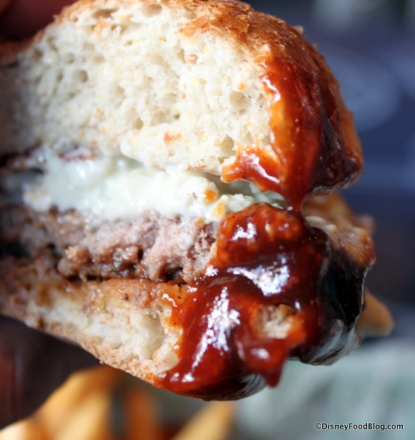 Cheese Burger Dipped in BBQ Sauce Taste Pilots Grill