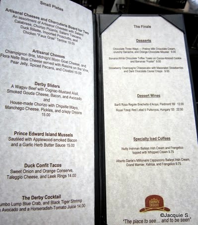 menu 2 at brown derby lounge