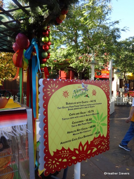 Viva Navidad Snack Cart Menu