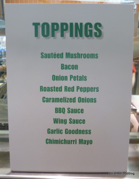 Burger Toppings Menu