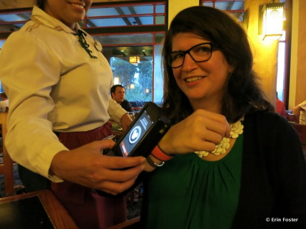 Erin Paying with Her Magic Band at Artist Point!