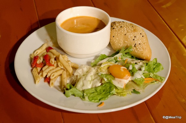 Plated Salad and Chowder