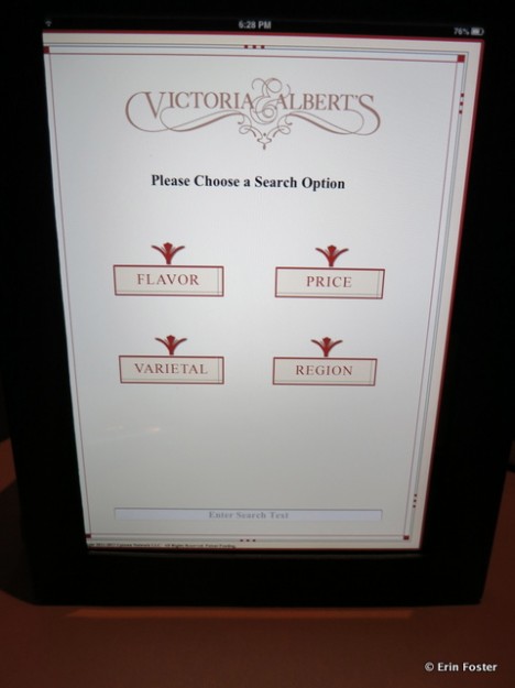 Victoria and Albert's iPad Wine List