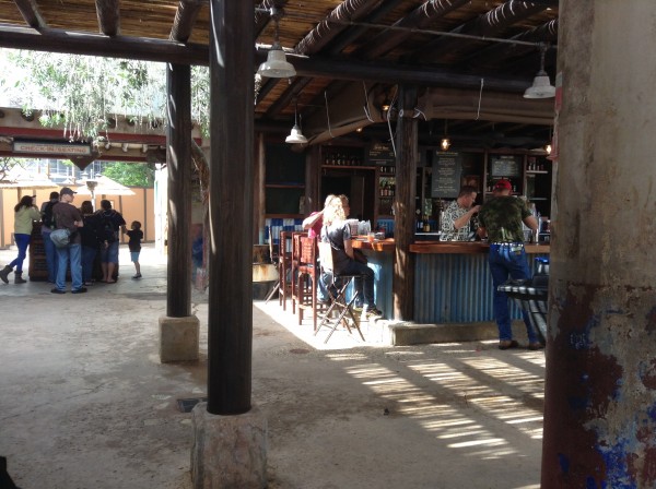 Tusker House check-in line on the left, Dawa Bar on the right