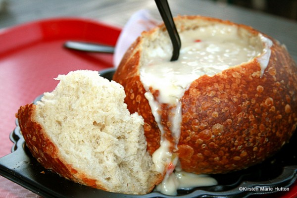 Clam Chowder in a Sourdough Bowl at Pacific Wharf