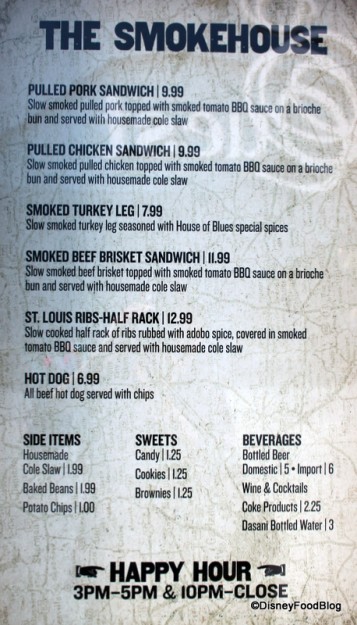 The Smokehouse Menu