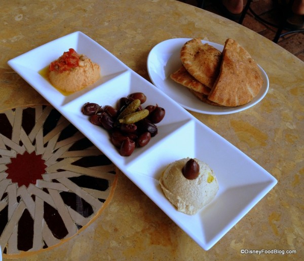 Hummus, Olives, and Bread