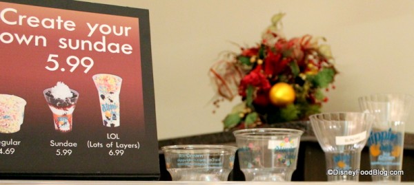 Various sundae sizes