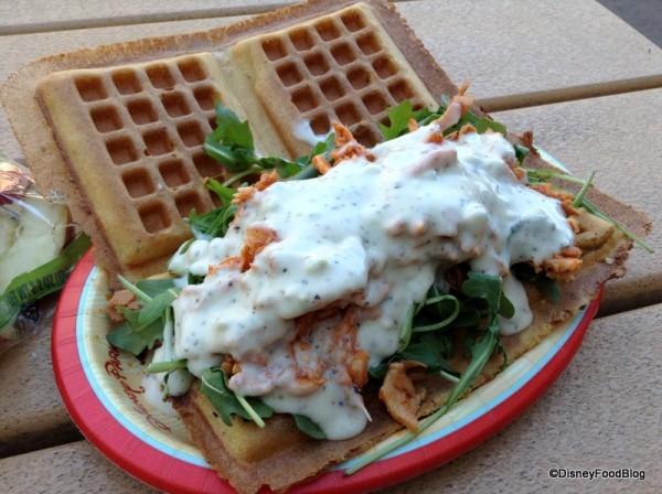 Pulled Buffalo Chicken Waffle Sandwich