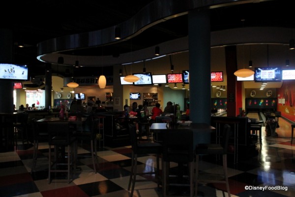 Seating by downstairs bowling lanes