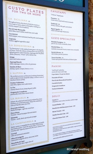 Tutto Gusto Menu