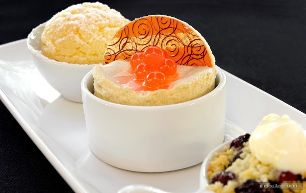 Banana Toffee Cake on Cocoa Crunch and Strawberry Pearls