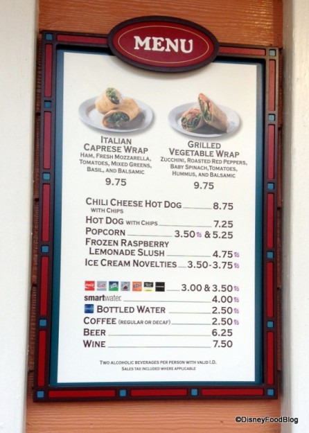 Marketplace Snacks Menu