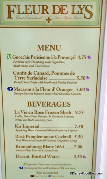 Fleur de Lys Menu