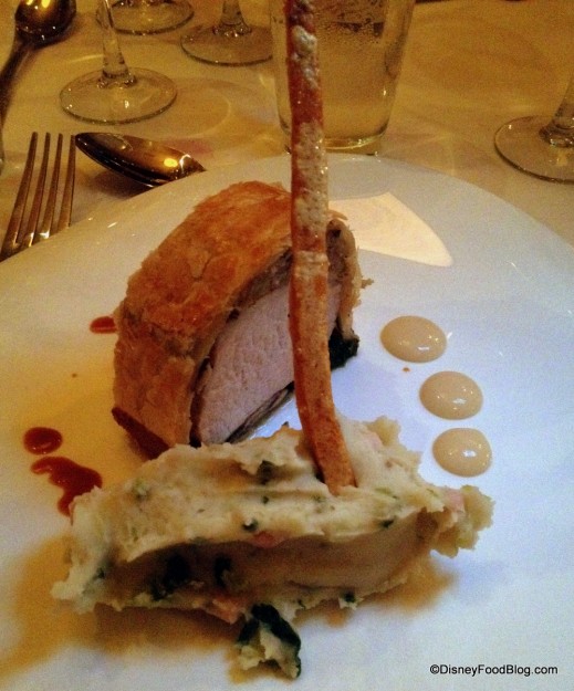 Guinness Glazed Roast Loin of Pork Filled with Sage and Onion Stuffing with Colcannon Potatoes -- Up Close