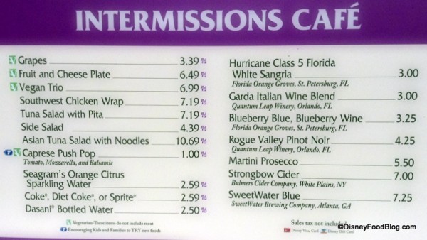 Intermissions Cafe Menu