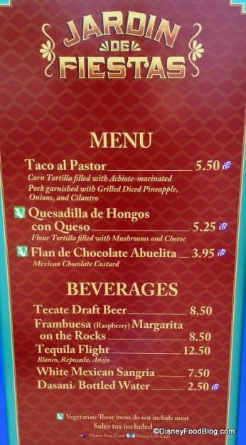 Jardin de Fiestas Menu