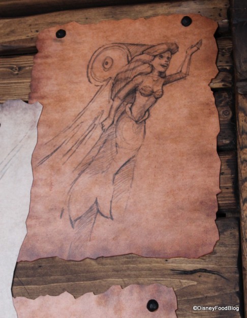 Sketch of the Little Mermaid, echoing the attraction