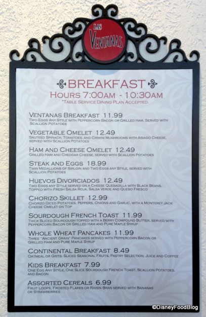 Breakfast Menu -- click to enlarge
