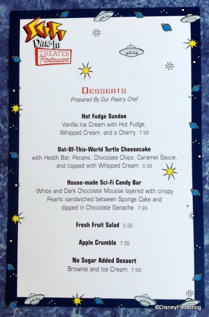 Sci Fi Dessert Menu