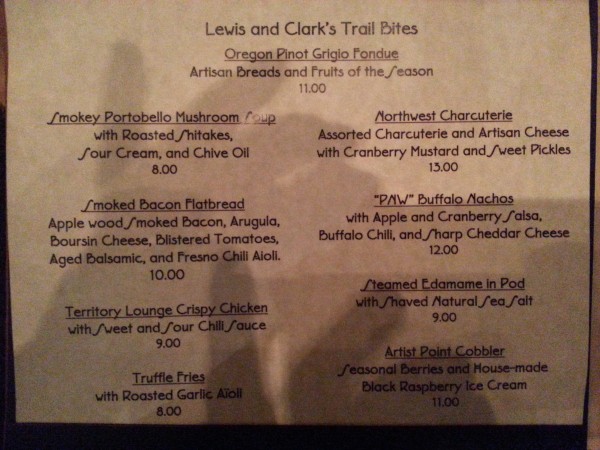 Territory Lounge Menu