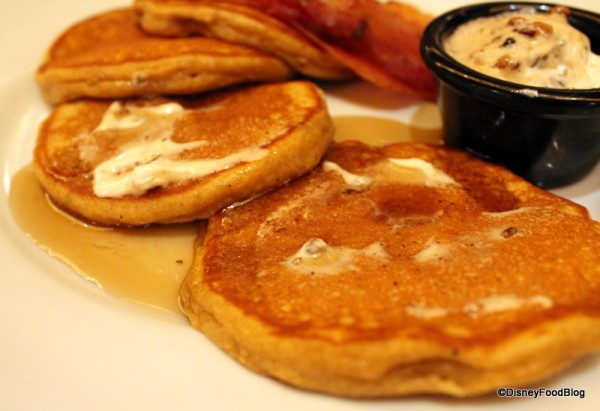Sweet Potato Pancakes with melted butter and maple syrup