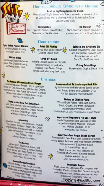 Menu -- Click to Enlarge