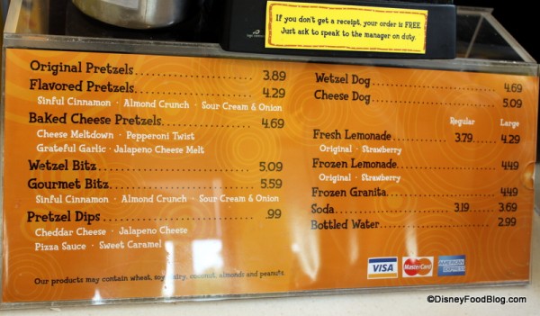 Menu -- Click to Enlarge