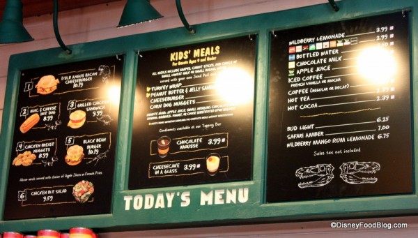 Menu -- Click to Enlarge