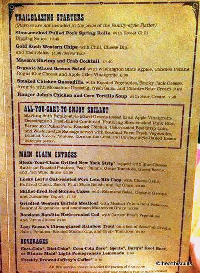 New Whispering Canyon Cafe Menu -- Click to Enlarge