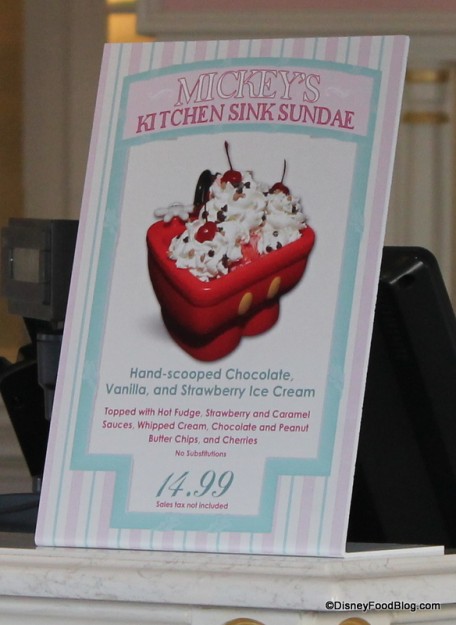 Mickey Kitchen Sink Sundae sign