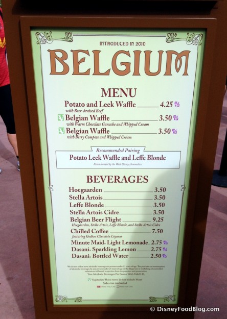 Belgium 2014 Menu