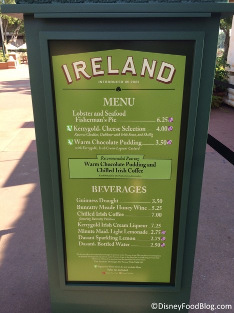 2014 Ireland Menu
