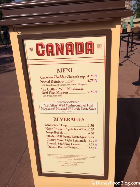 2014 Canada Menu