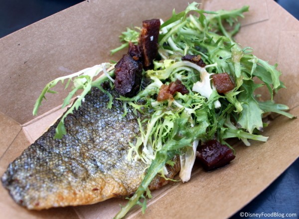 Seared Rainbow Trout with Bacon, Frisee and Maple Minus 8 Vinaigrette