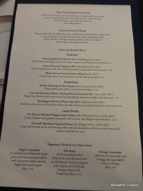 Club 33 Dinner Menu 2