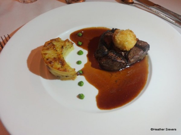 Petit Angus Filet Mignon with Tasso Ham, Scalloped Potatoes, & Collard Green Pesto