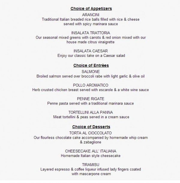 Il Mulino Magical Dining Menu -- Click to Enlarge