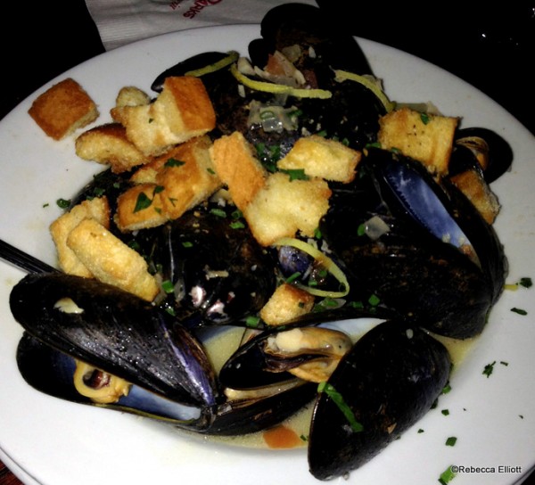 Mussels Provencal with White Wine, Tomato, Garlic, Onion, Basil, and Butter