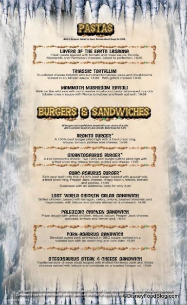 Pastas, Burgers, and Sandwiches  -- Click to Enlarge