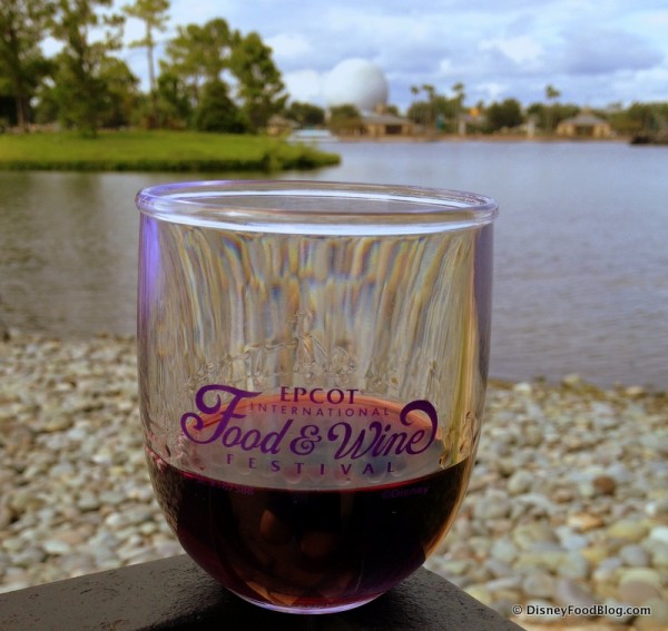 Wine in a 2014 Epcot Food and Wine Festival Souvenir Wine Glass