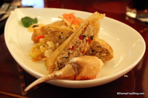 Cross-section of Crab Spring Rolls with Snow Crab Claw