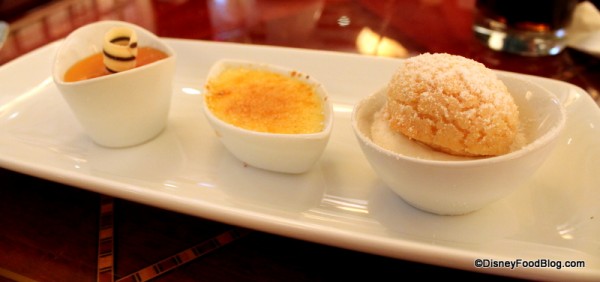 hollywood brown derby dessert trip caramel custard double vanilla bean creme brulee crunchy sugar cookie puff with lemon grass cream (5)