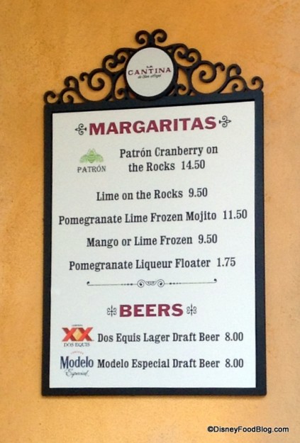 La Cantina Drink Menu