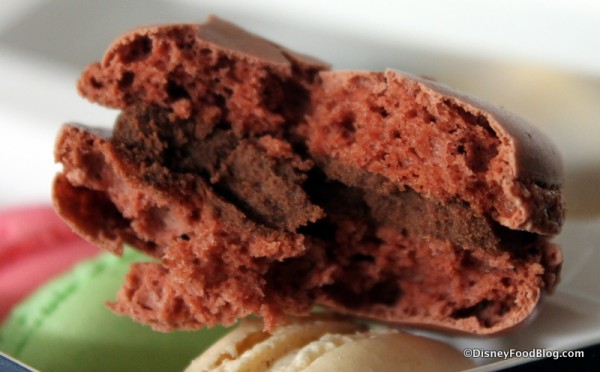 Chocolate Macaron -- Cross Section