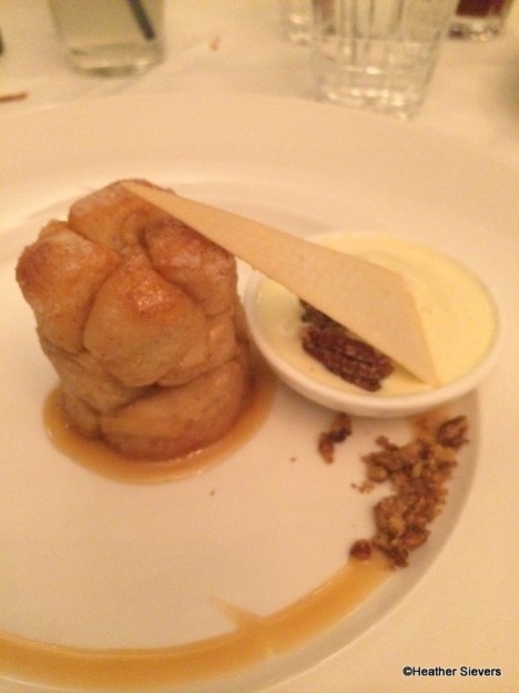 Warm Monkey Bread with Old Fashioned Vanilla Ice Cream and Candied Pecan Praline