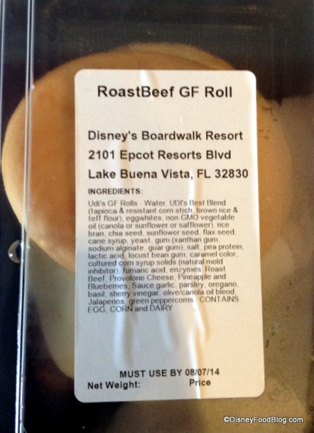 Ingredients label on Gluten Free Roast Beef
